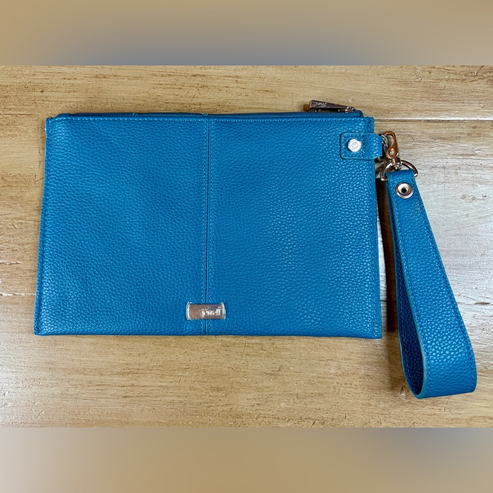 Thirty One Jewell Clutch Wristlet Turquoise Zipper Unused Small Defect READ